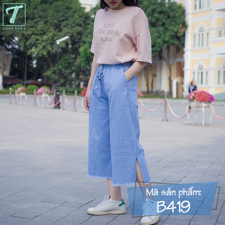 Quần ống rộng (quần culottes) jean xẻ tà - Đẹp Xinh Rẻ - Tone shop