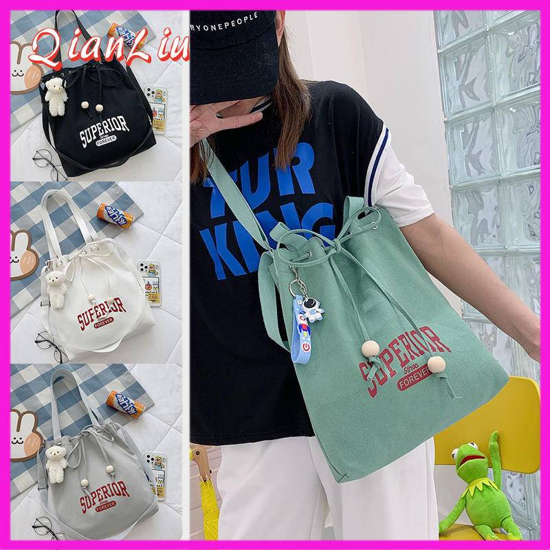 Túi Đeo Chéo Một Bên Vai Bằng Vải Bạt Kích Thước Lớn Phong Cách Nhật Bản Hàn Quốc Dễ Phối Đồ Cho Học Sinh Nữ @