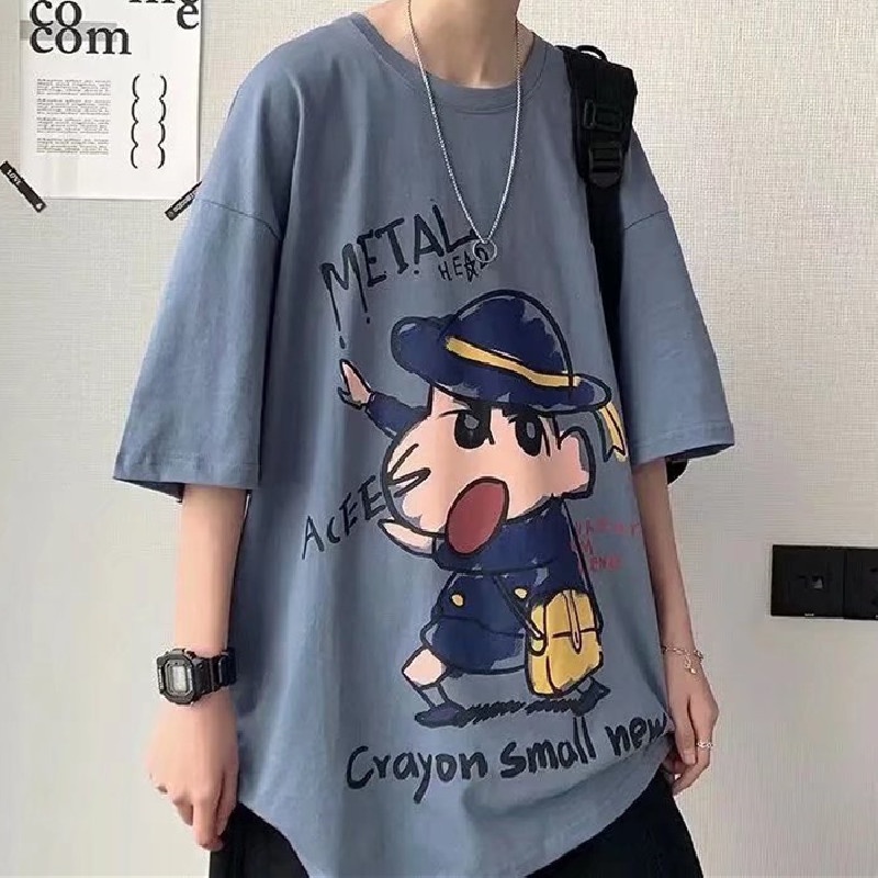 Áo Thun Tay Ngắn Cổ Tròn Họa Tiết Hoạt Hình Thời Trang Mùa Hè Dành Cho Nam