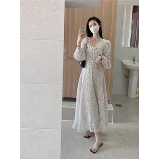 VÁY Z.ARA CHẤM BI CỔ VUÔNG DÁNG DÀI