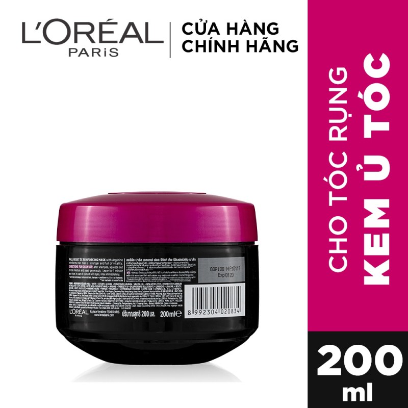 Kem ủ ngăn gãy rụng tóc L'Oreal Paris Elseve Fall Resist 3X 200ml