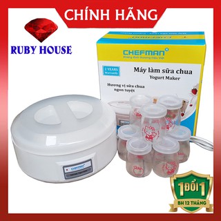 Máy làm sữa chua 8 cốc thủy tinh Chefman CHÍNH HÃNG-Ruby House