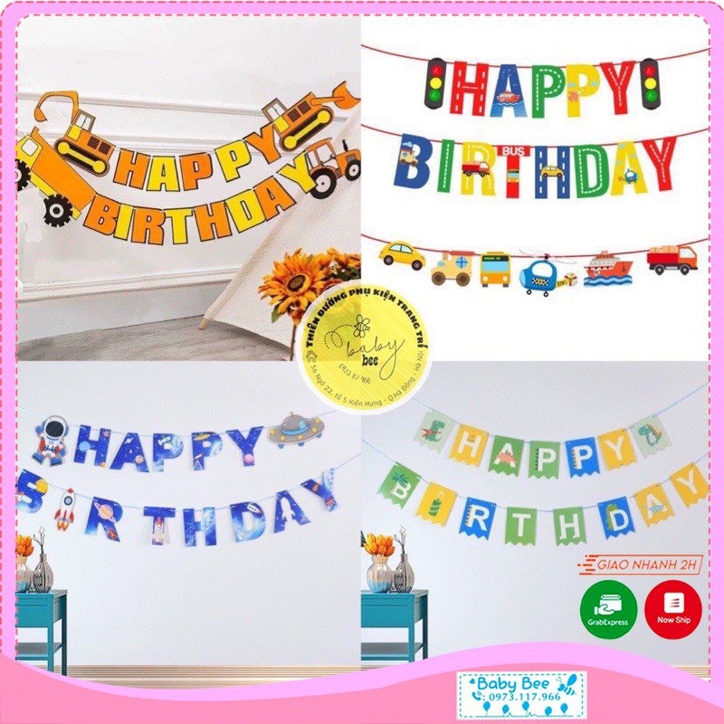 [Mã LIFEXANH03 giảm 10% đơn 500K] Dây Chữ Giấy HAPPY BIRTHDAY Nhiều Chủ Đề