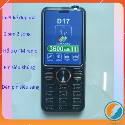 {💥FREE SHIP💥} Điện thoại Nokia D17 2 sim giá rẻ pin khủng cho người già
