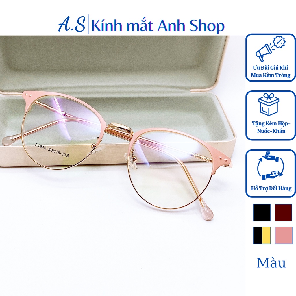 Gọng kính tròn giả cận nam nữ kiểu dáng thời trang chất liệu kim loại 1945
