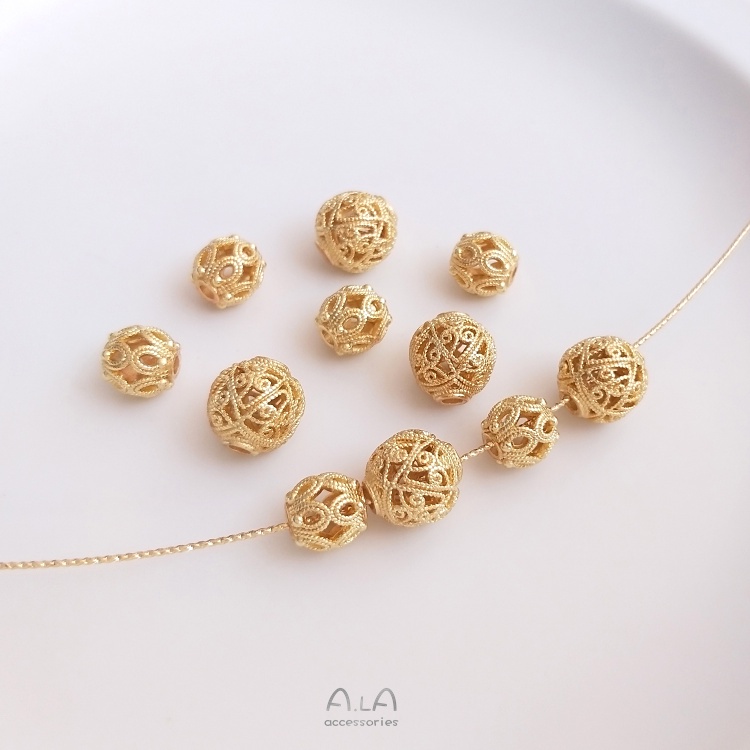 █A.ιA゜14K Vàng●1 Miếng°Hạt Rỗng Mạ Vàng 14K Hình Hoa Cẩm Tú Cầu Nhiều Màu Sắc Dùng Để Làm Trang Sức diy