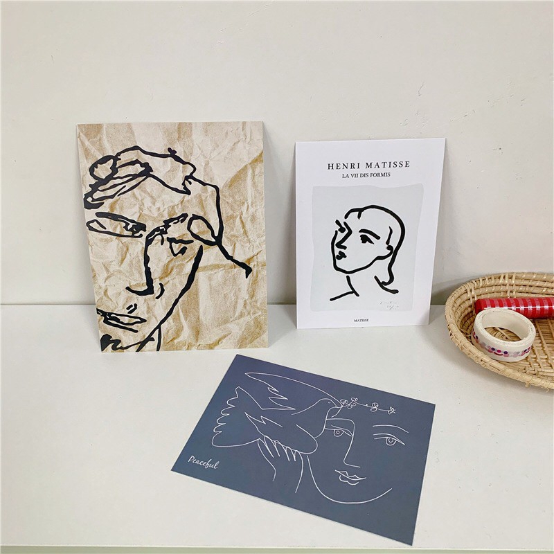 <24h delivery>W&G Home decoration wallpaper simple abstract Portrait card oil painting Picasso Art painting wall decoration background photo three piece set