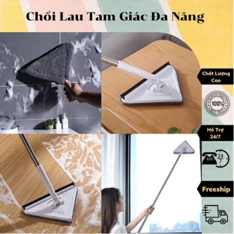 Chổi lau đa năng hình tam giác ,chổi lau cửa kính, lau tường trần nhà, lau sàn