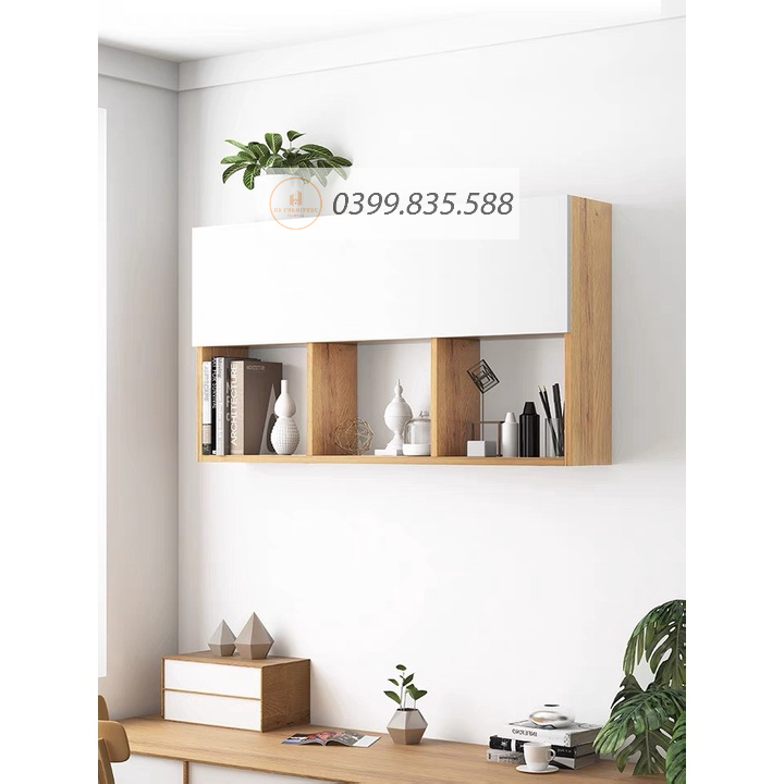 Tủ gỗ kệ treo tường nhiều ngăn gỗ MDF nhập khẩu chống thấm phong cách tối giản hiện đại dễ dàng lắp ghép