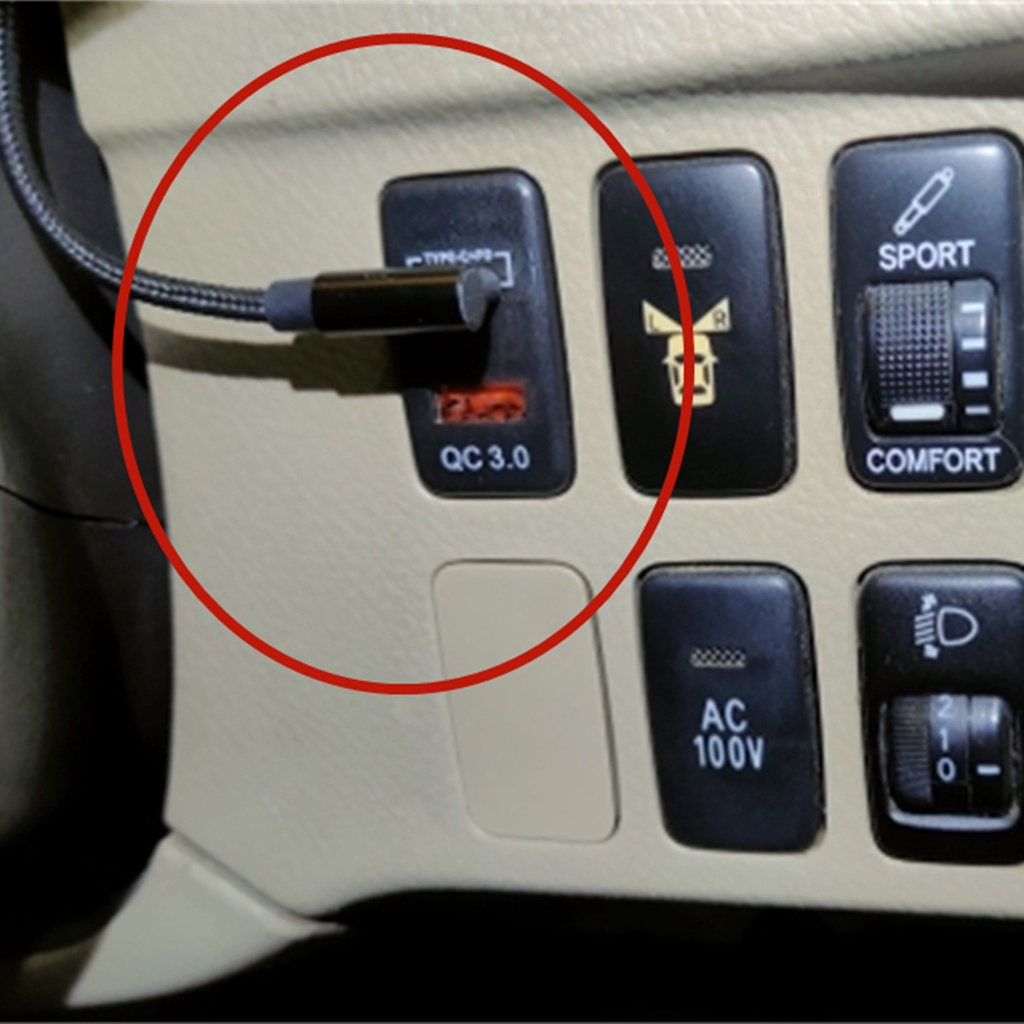 Tẩu Sạc 12V 24V PD Type-C QC3.0 USB Có Đèn LED Chống Nước Cho Xe Hơi Toyota