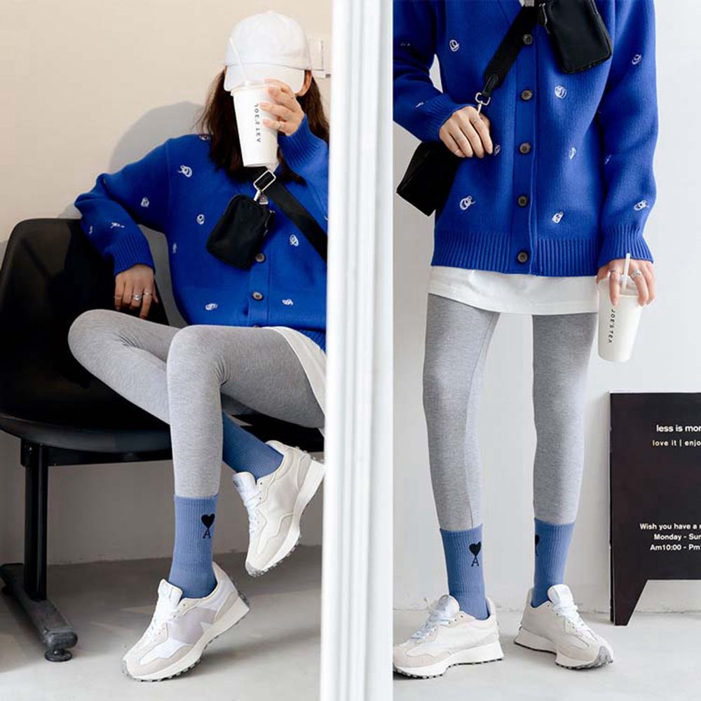 MXGOODS Vớ thể thao mềm mại thấm hút mồ hôi thêu hình trái tim nhiều màu sắc phong cách đại học đơn giản thoải mái cho nam và nữ