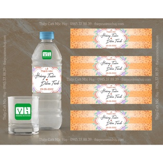 Combo 30 tem dán chai nước suối & 30 nơ nhỏ dán chai kèm theo