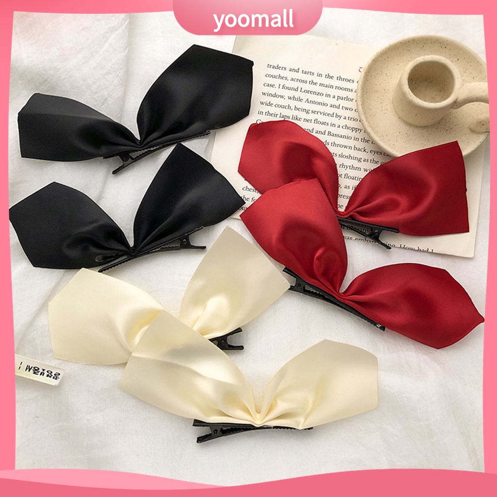 Yomall♡ 1 Cặp Kẹp Tóc Hình Nơ Màu Sắc Xinh Xắn Cho Nữ
