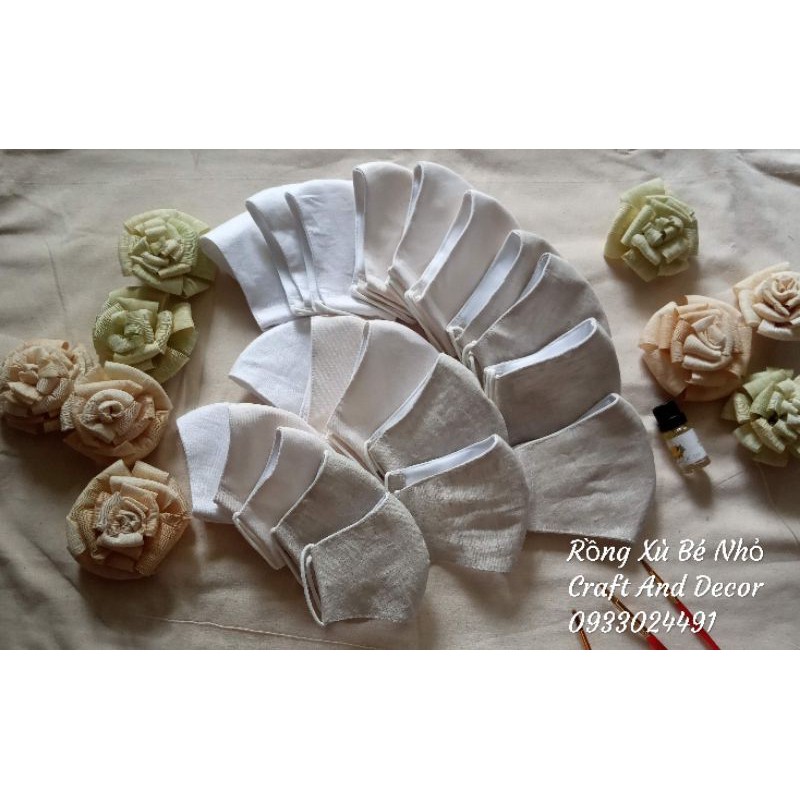 Combo 5 cái khẩu trang vải linen trơn | BigBuy360 - bigbuy360.vn