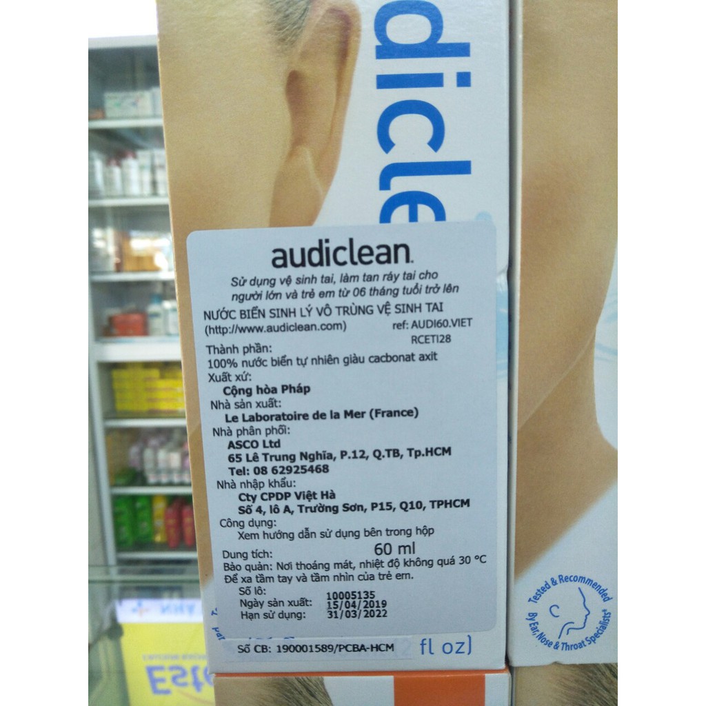 Nước rửa tai Audiclean - Hàng Pháp - Ear Cleansing Wash (60ml)