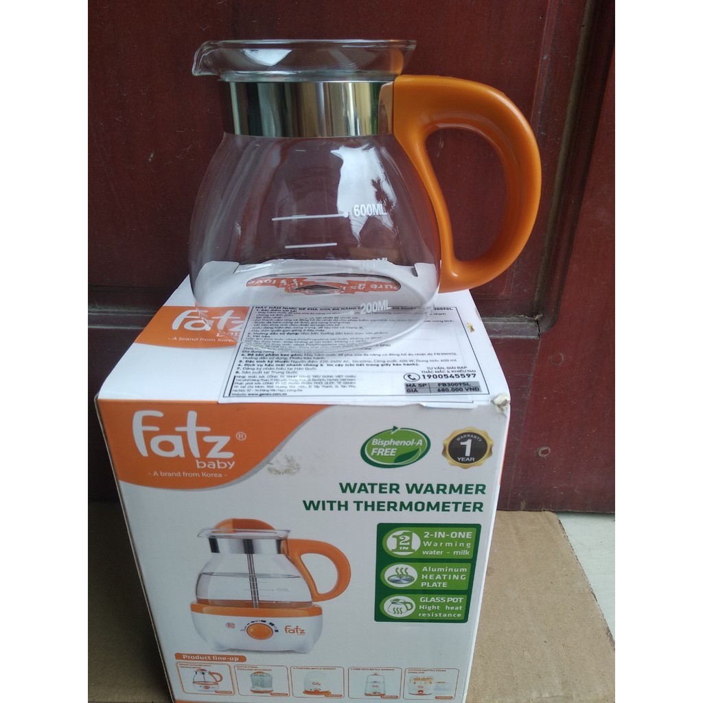 Bình thuỷ tinh 600ml và 800ml thay thế cho máy hâm nước pha sữa Fatzbaby