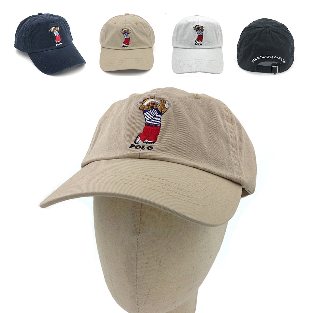 (Hàng Có Sẵn) Mũ Lưỡi Trai Thể Thao Polo RL Hình Gấu Có Dây Đeo Tùy Chỉnh Cho Nam Chơi Golf / Tennis / Bóng Đá Unisex