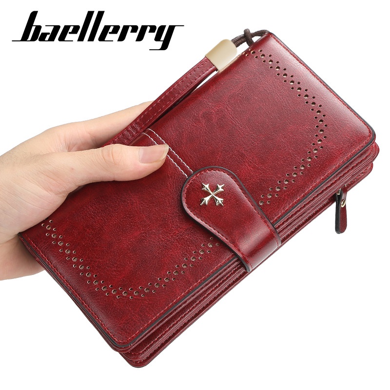 Ví Dài Baellerry Có Khóa Kéo Phong Cách Retro Thời Trang Cho Nữ