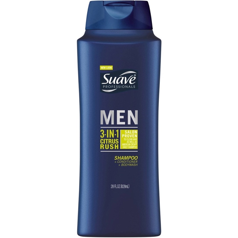 dầu tắm gọi xả 3in1 SUAVE men chai lớn 826ml hàng công ty nhập khẩu mùi thơm nam tính (hàng chính hãng)