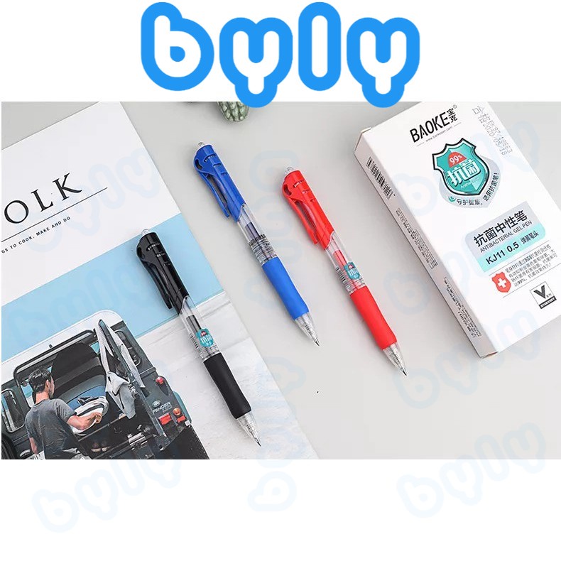 [Ship hỏa tốc] Bút gel bấm vỏ kháng khuẩn 0.5mm BAOKE | KJ11 - ByLy Store