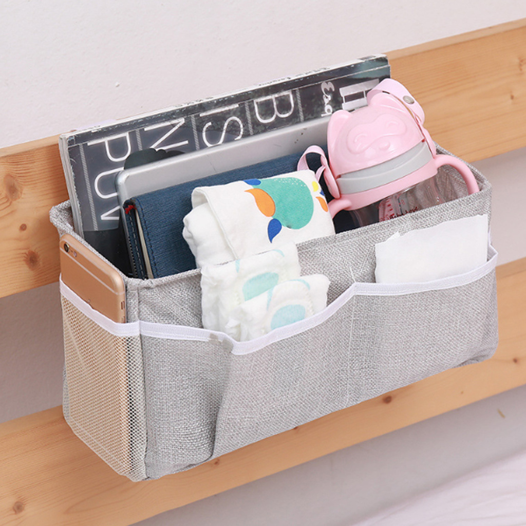 Túi Đựng Đồ Dùng Bằng Vải Lanh Cotton Sức Chứa Lớn Có Thể Tháo Rời Tiện Dụng Cho Phòng Ngủ