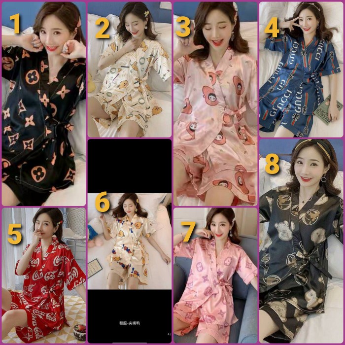 Bộ kimono vải satin cao cấp nhập khẩu Nhật Bản cho nữ