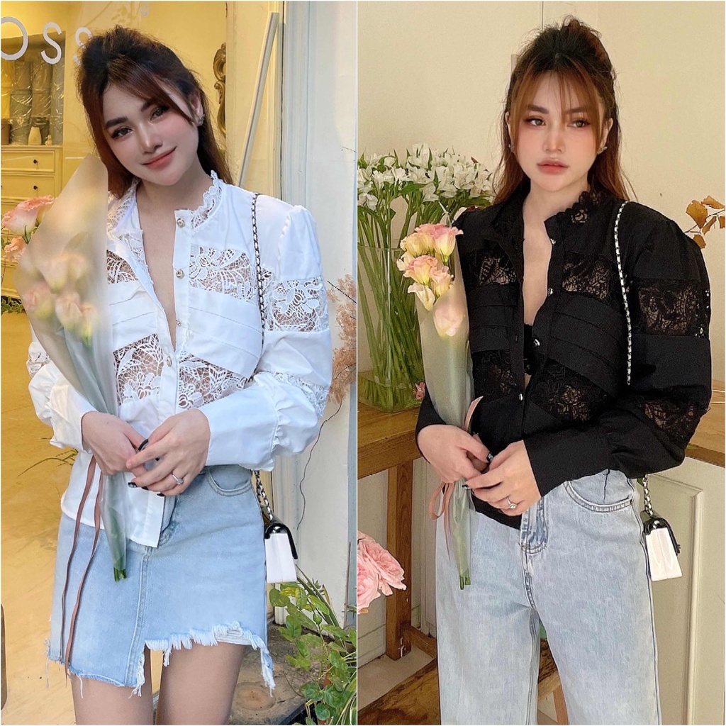 ÁO SƠ MI XẾP LY PHỐI REN HÀNG THIẾT KẾ