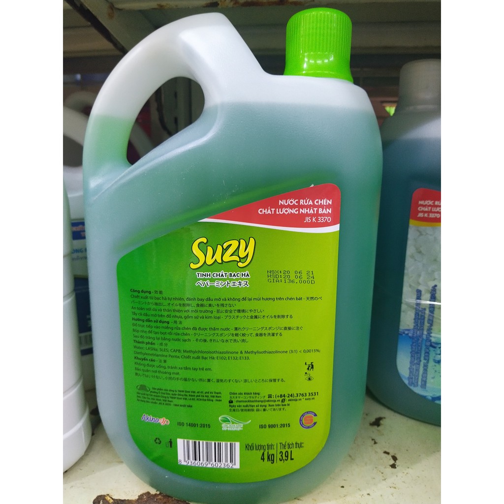 Nước rửa chén, bát Suzy bạc hà, nước biển Nhật bản 4kg (hàng do Lan Chi Mart phân phối)