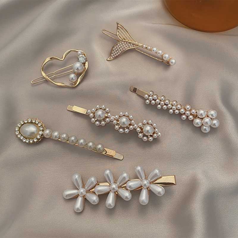 Kẹp tóc nhỏ đính ngọc trai giả phong cách Hàn Quốc thời trang