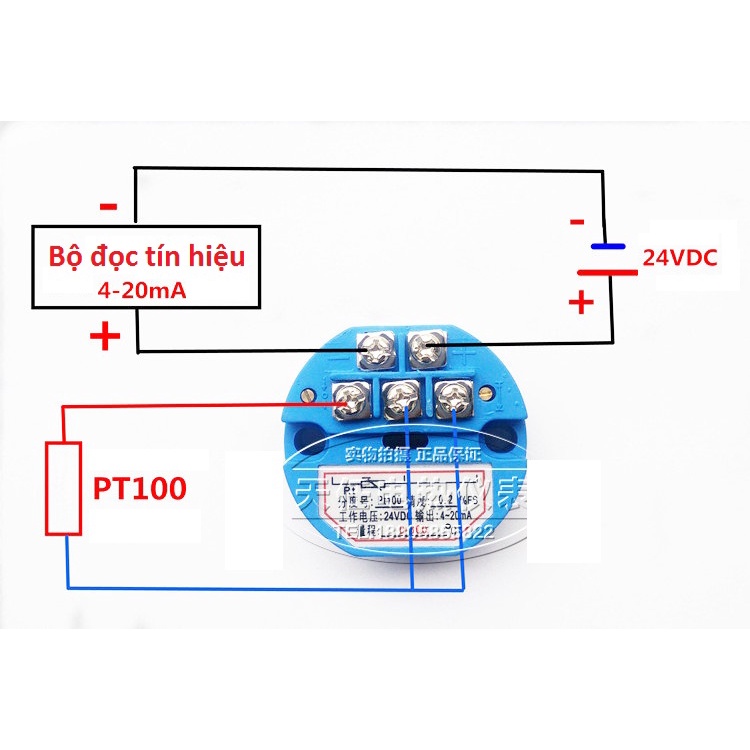 Bộ chuyển đổi nhiệt độ PT100 4-20mA / 0-100 độ