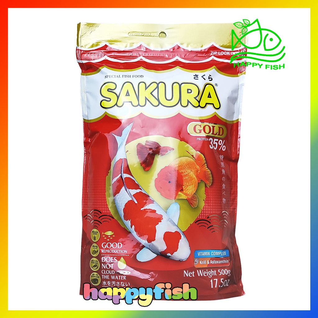 Thức ăn cá Sakura Gold - Cám cá Sakura Gold Túi 500gr 100gr, Size hạt M S B