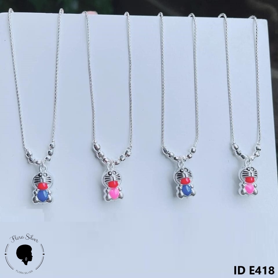 Vòng cổ bạc cho bé mặt Doremon FLORA E418
