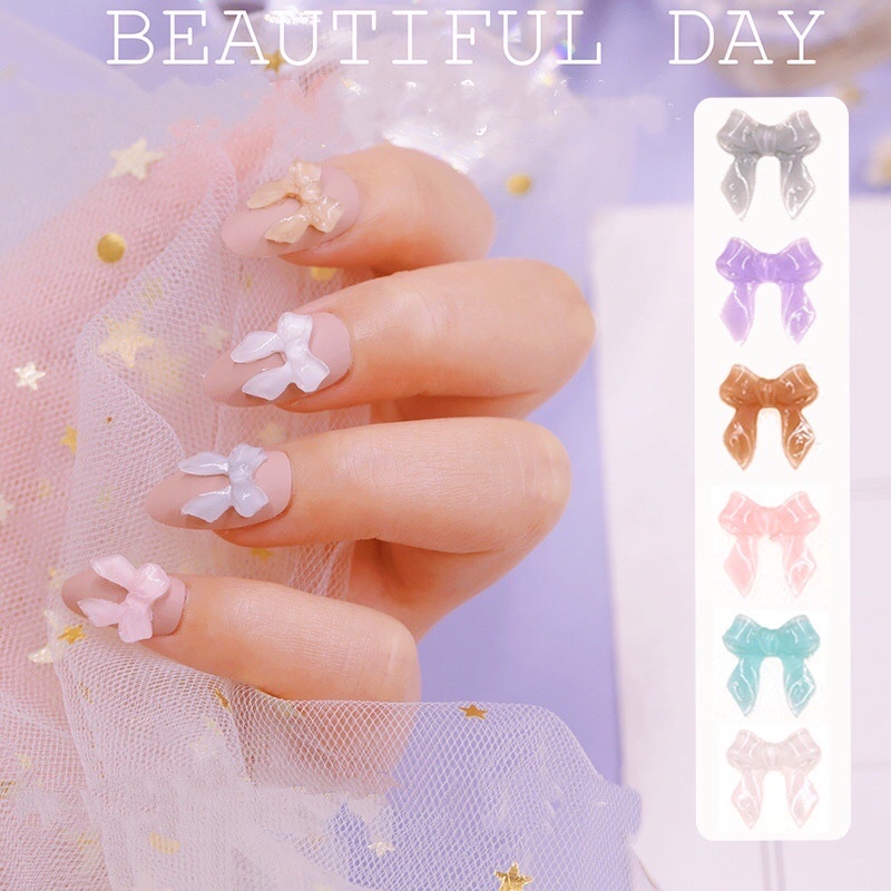 phụ kiện nơ thạch 3d gắn móng tay nail 1 túi 20 viên