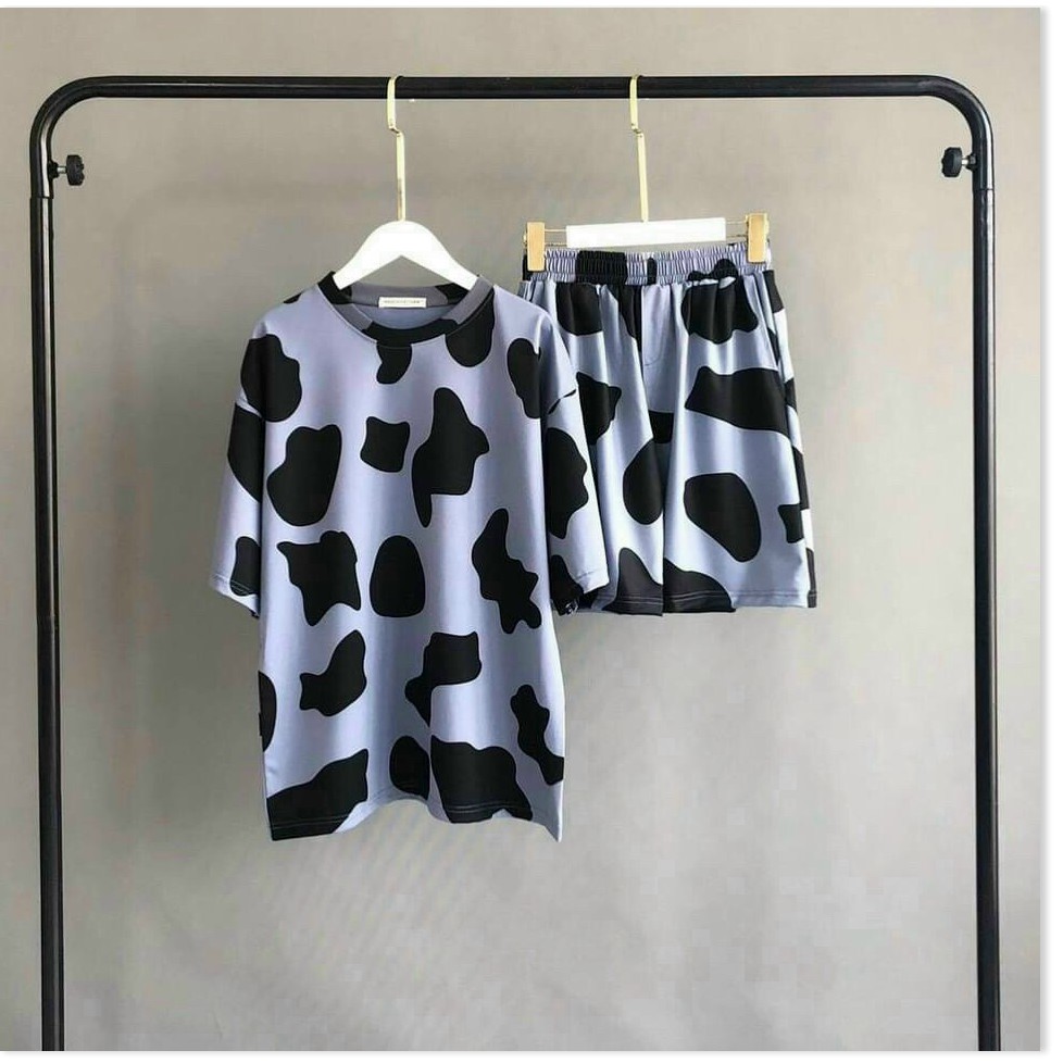 Set nguyên bộ bò sữa quần đùi áo thun ngắn tay chất thun cotton mềm mịn mát thời trang mùa hè, set đồ bộ mặc nhà | BigBuy360 - bigbuy360.vn