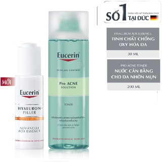 COMBO Tinh chất cấp ẩm đánh bay 4 dấu hiệu lão hóa Eucerin Hyaluron[3X] Filler 30ml  VÀ TONER (NƯỚC HOA HỒNG)