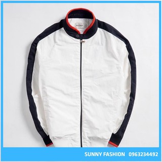  [SUNNY FASHION] Áo khoác dù nam Hàn Quốc siêu nhẹ màu trắng phối tay đen
