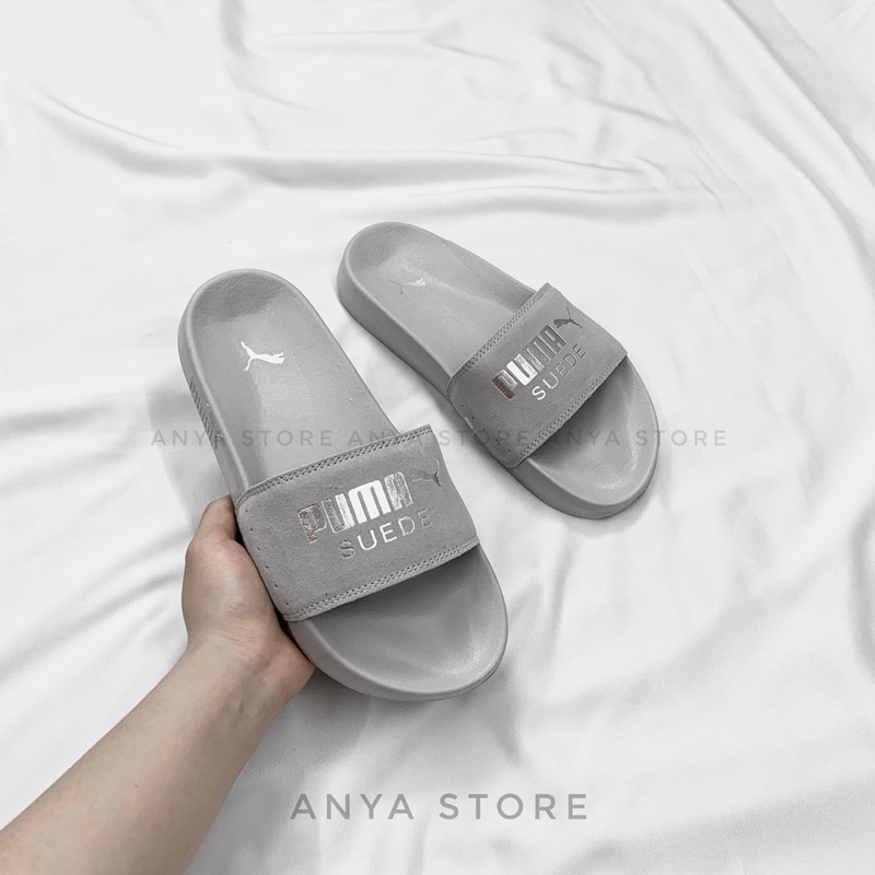 DÉP PU.MA SUEDE XÁM NAM NỮ QUAI NGANG