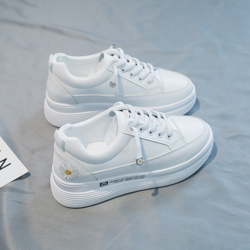 Giày Sneaker Nữ G45 Màu Trắng Đế Cao Thêu Hoa Phong Cách Hàn Quốc Đi Học Đi Chơi. Giày Thể Thao Nữ Đẹp Giá Rẻ A1