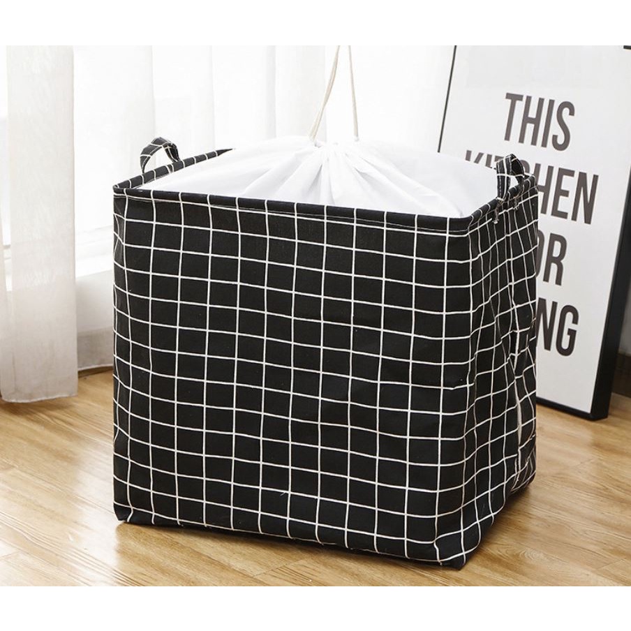 Giỏ đựng quần áo bằng vải cỡ lớn 100 lít đa năng có thể gấp gọn vintage xinh xắn dododios