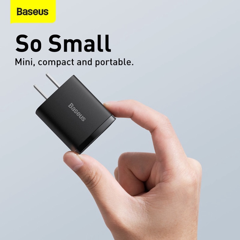 20W Củ Sạc Baseus 20W PD  Baseus Compact Quick Charger 20W (USB + Type C Dual Port, 20W PD/QC 3.0 Multi Quick Charge Sup