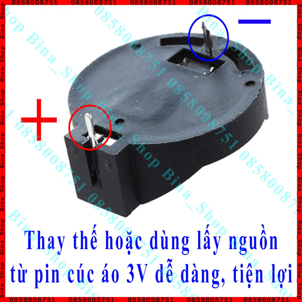 Khay gắn pin cúc áo CR2016/CR2025/CR2032, Giá giữ pin cúc áo