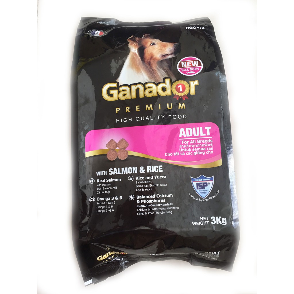 (Khuyến Mãi) Gói 3kg Ganador Cá Hồi và Gạo thức ăn cho thú cưng
