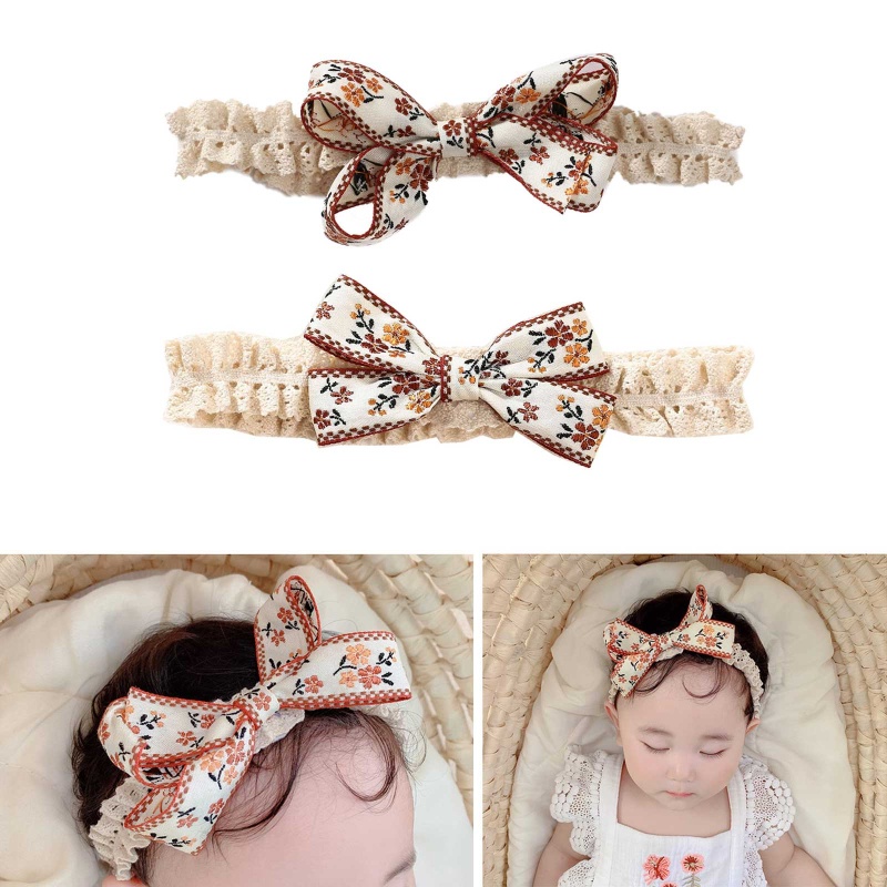 Băng Đô Cài Tóc Đính Nơ Thêu Hoa Cho Bé Gái