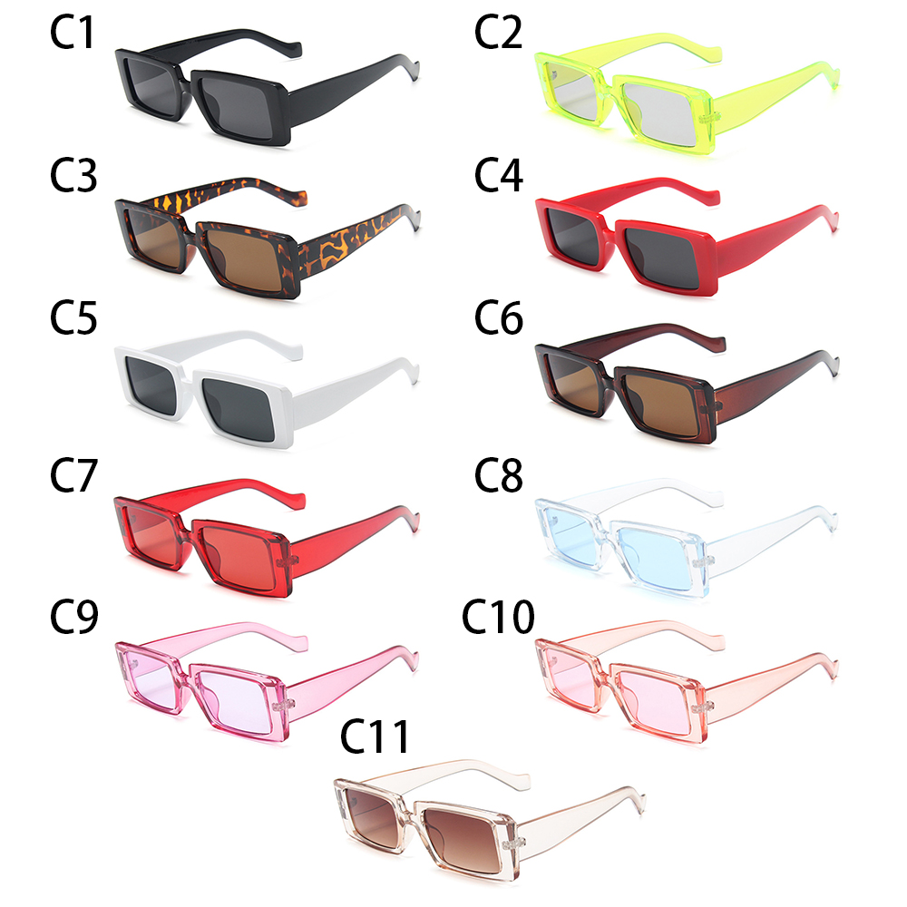YVETTE Candy Color Wide Frame UV400 Eyewear Female Shades Small Rectangle Sunglasses