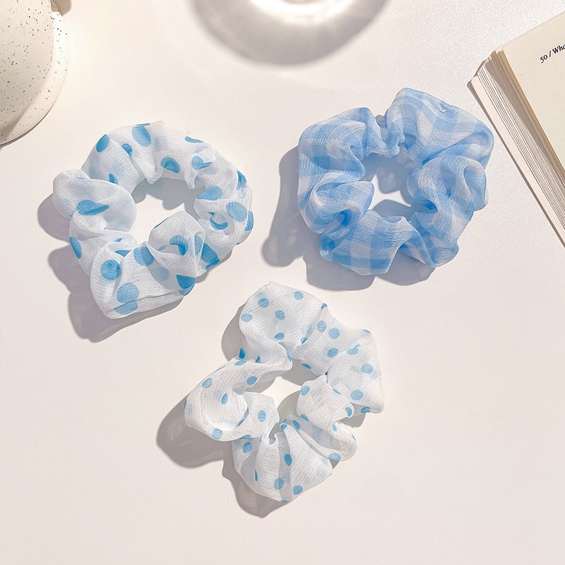 Bộ 2/3 Dây Thun Cột Tóc Co Giãn Màu Xanh Dương Và Trắng Tươi Mới 2022 Cho Nữ