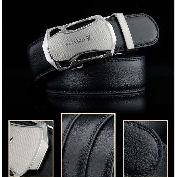 Thắt lưng da nam Playboy mặt vuông cao cấp - phong cách lịch lãm hot 2020
