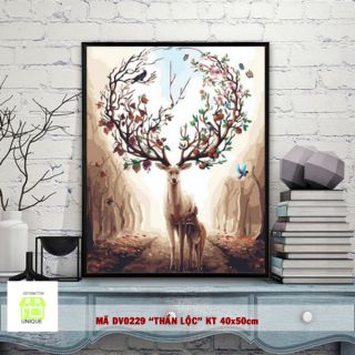 (Loại Khung Dày)Tranh số hóa hươu sừng hoa mã DV0229