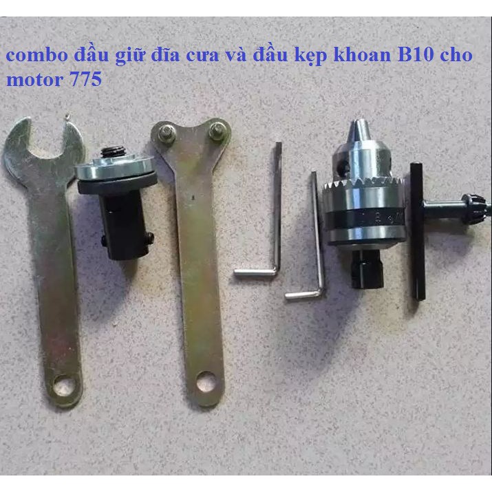 combo đầu giữ đĩa cưa và đầu kẹp khoan B10 cho motor 775