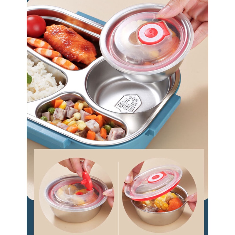 Hộp cơm Bằng Thép Không Gỉ 304 Chống Rò Rỉ Thời Trang Có Thể Dùng Trong Lò Vi Sóng