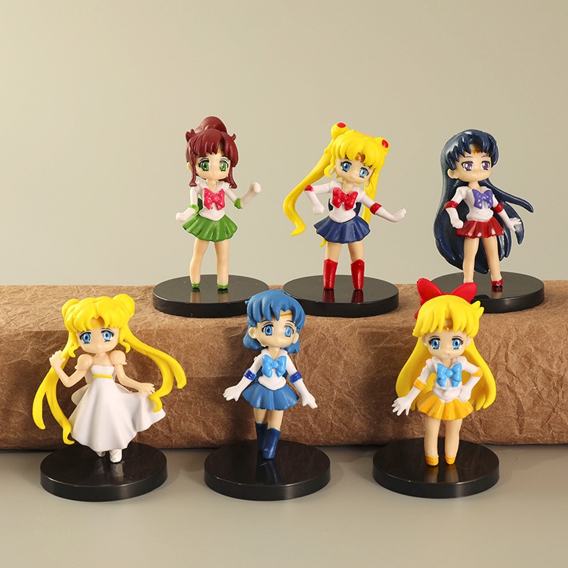 MIZUNO Set 6 Mô Hình Nhân Vật Phim Hoạt Hình Sailor moon 6.5cm